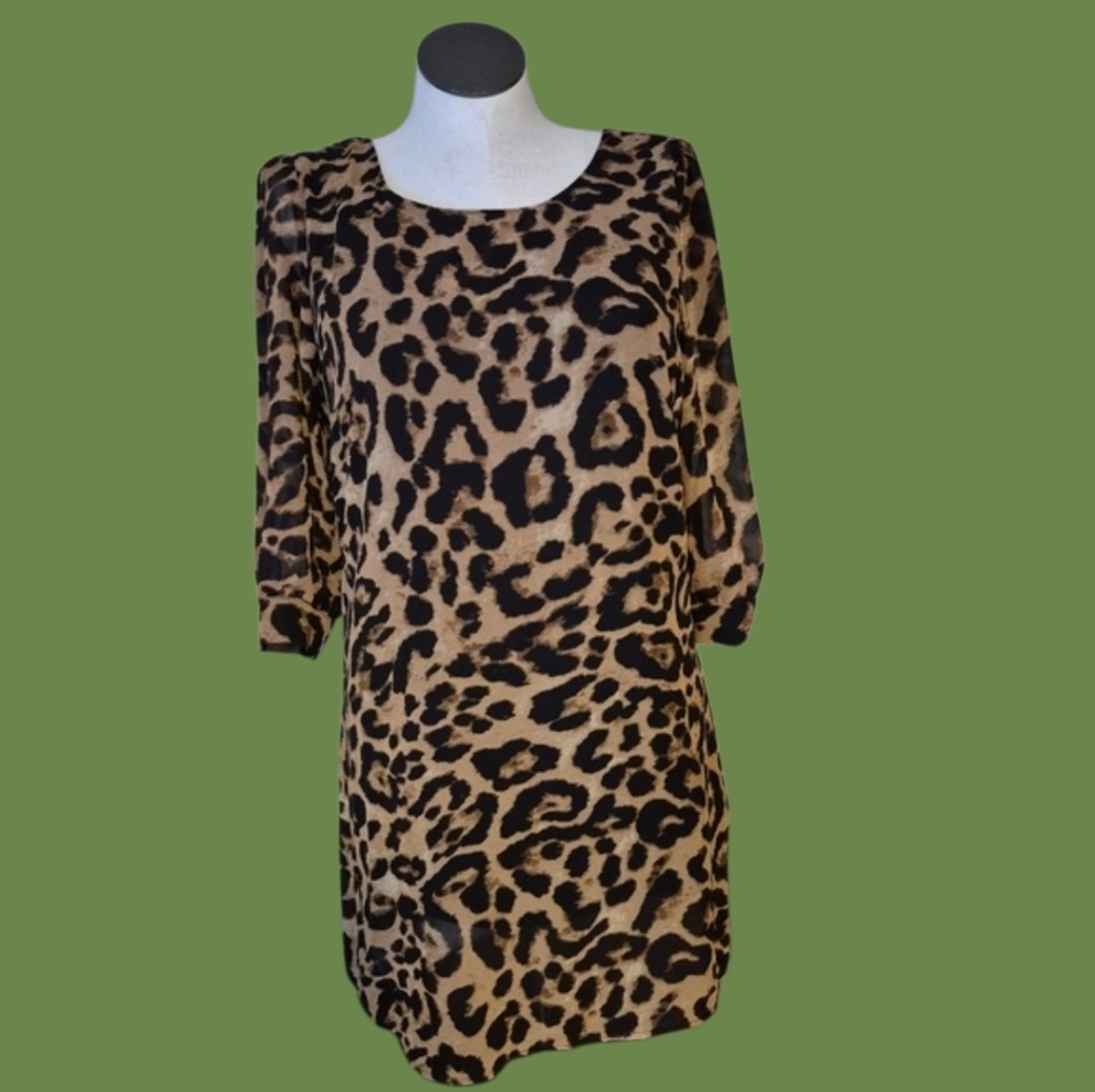 Black and Tan Leopard Print  Dress Xl